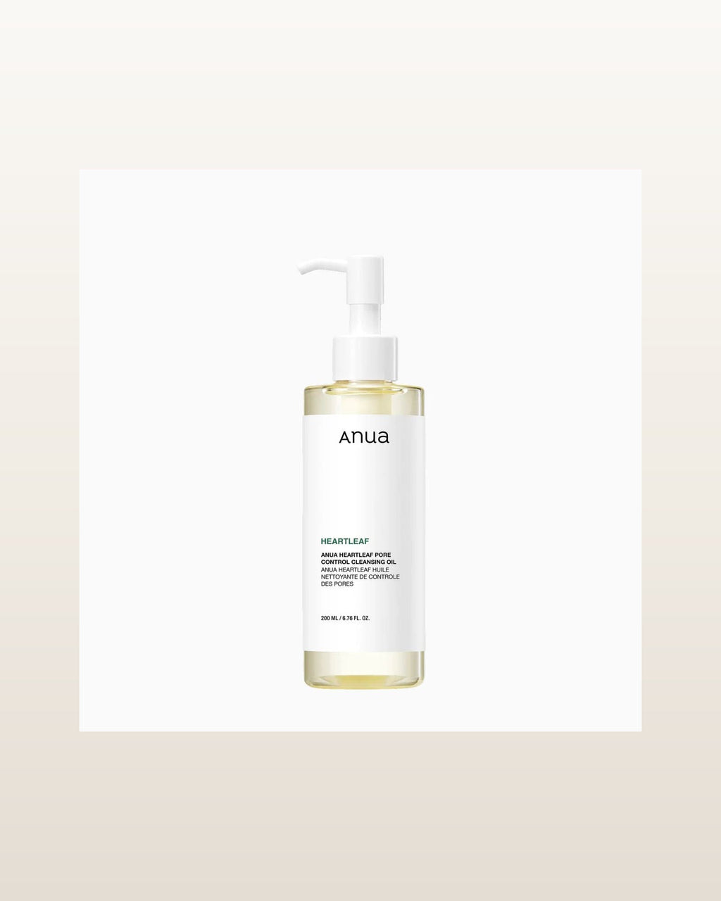 Heartleaf Pore Control Cleansing Oil 200ml — product media concept (merchant packaging preserved, studio background only)