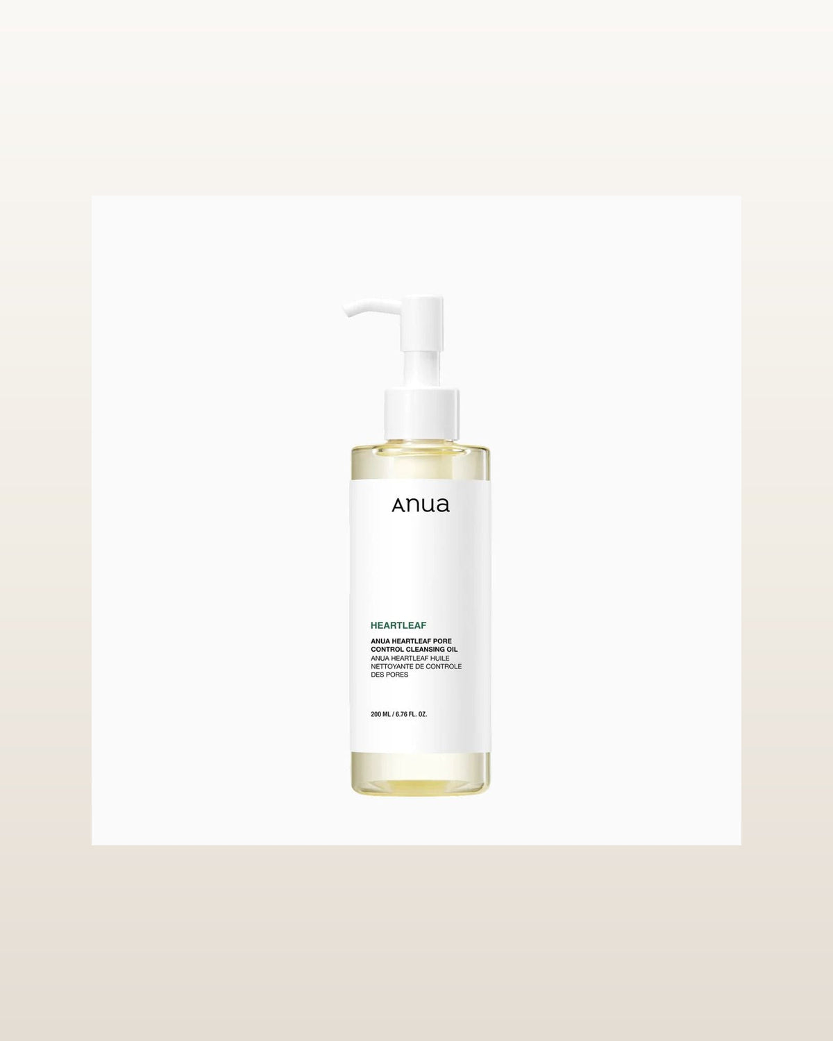 Heartleaf Pore Control Cleansing Oil 200ml — product media concept (merchant packaging preserved, studio background only)