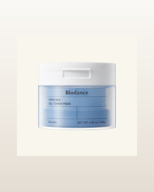 Cera-nol Gel Toner Pads — product media concept (merchant packaging preserved, studio background only)