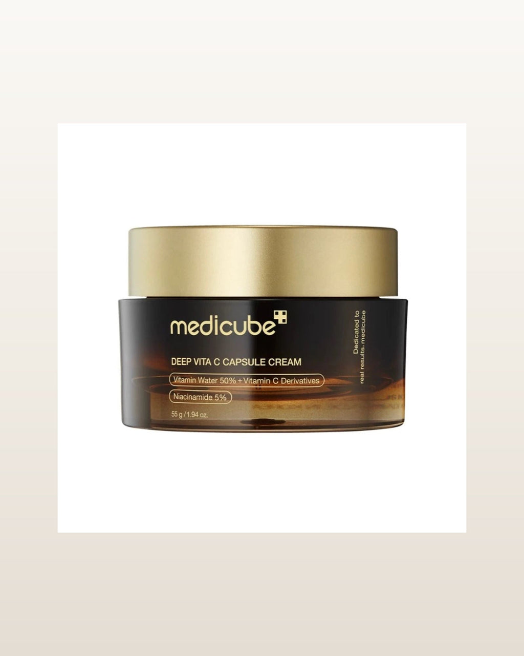 Medicube Deep Vita C Capsule Cream — product media concept (merchant packaging preserved, studio background only)