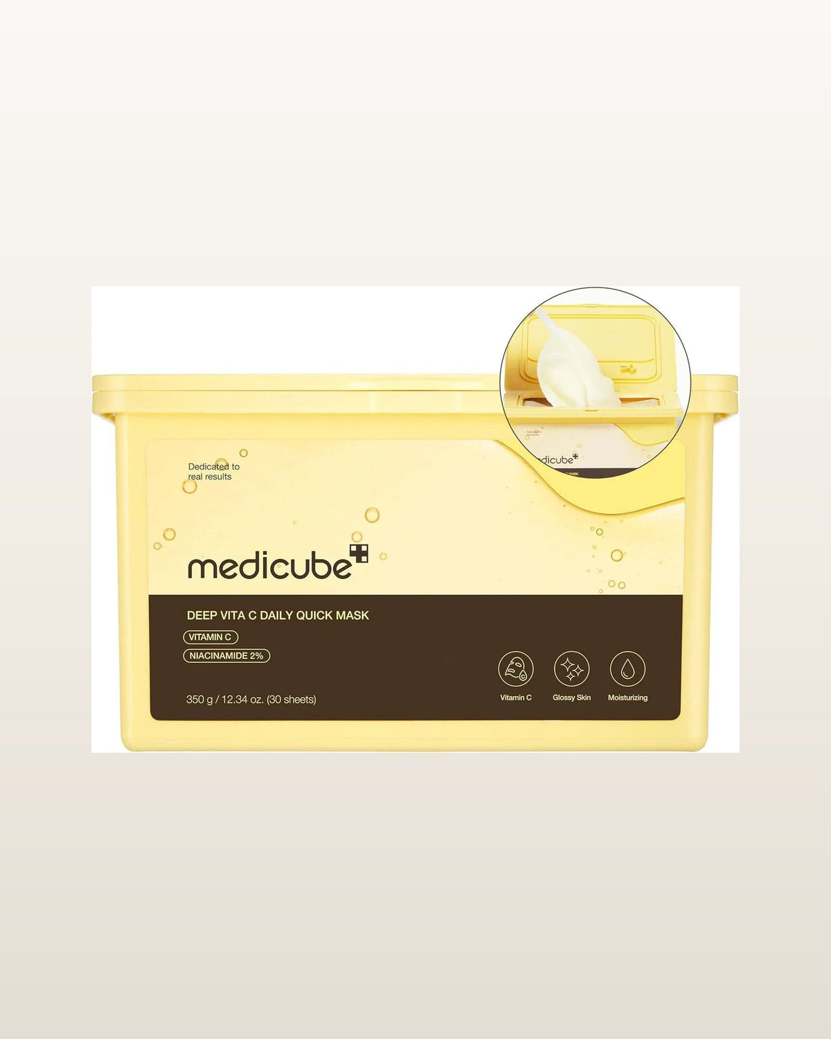 Medicube Super Cica Daily Quick Mask — product media concept (merchant packaging preserved, studio background only)
