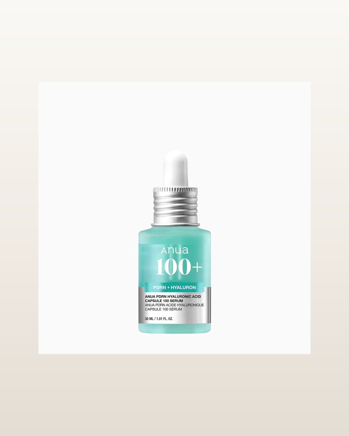 PDRN Hyaluronic Acid Capsule 100 Serum 30ml — product media concept (merchant packaging preserved, studio background only)